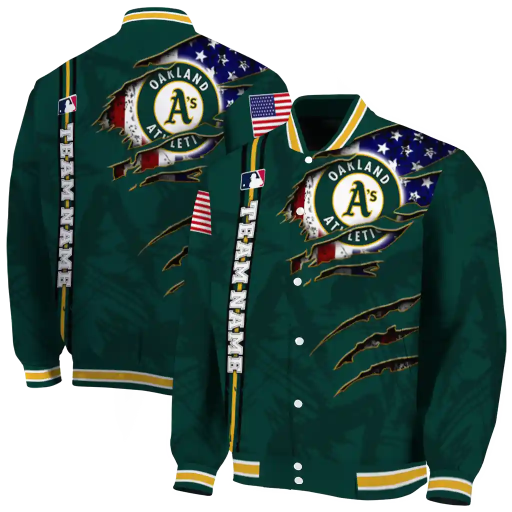 customized oakland athletics us flag claws green varsity jacket fashion forward customized oakland athletics us flag claws green varsity jacket fashion forward