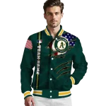 customized oakland athletics us flag claws green varsity jacket best selling