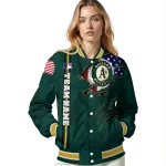 customized oakland athletics us flag claws green varsity jacket best selling