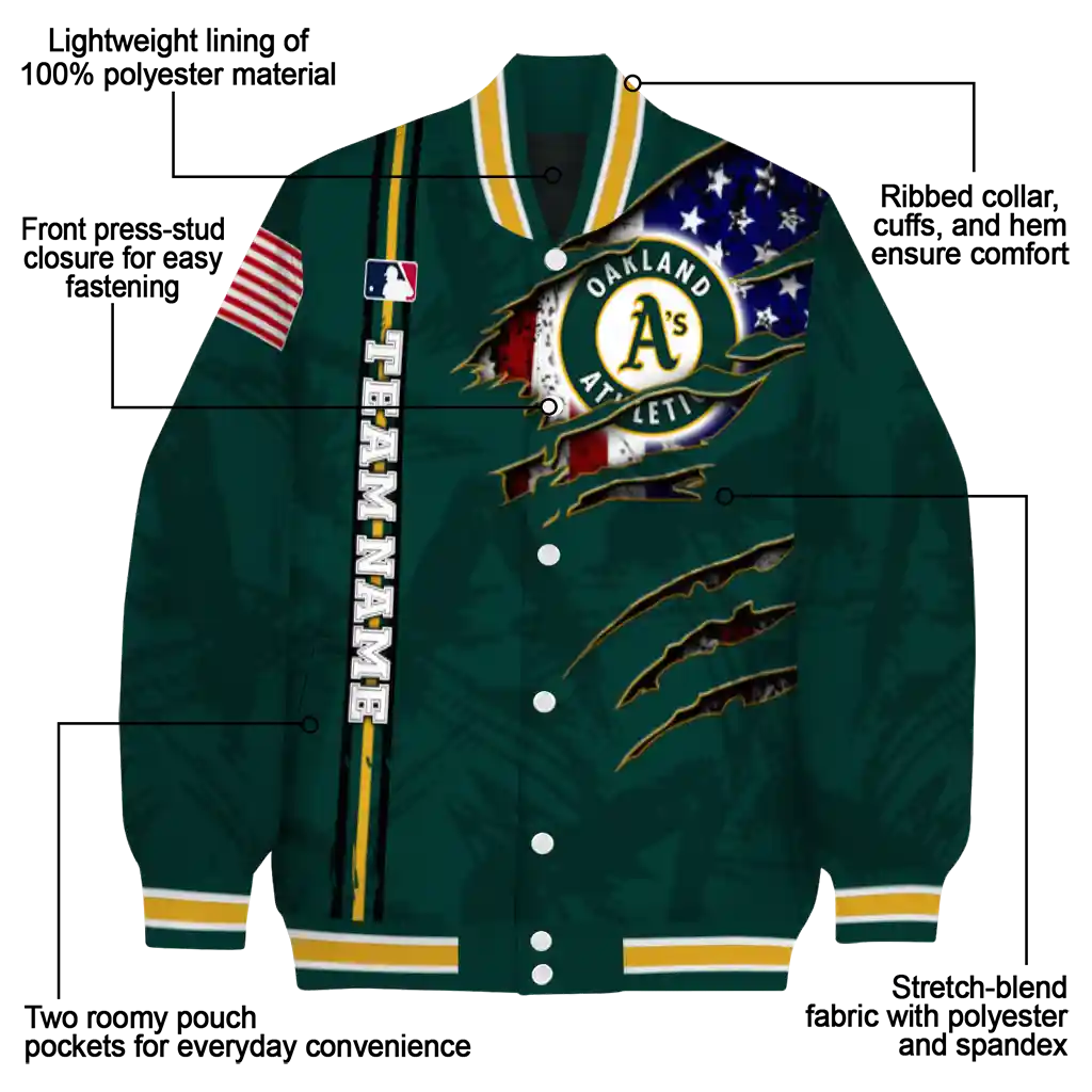 customized oakland athletics us flag claws green varsity jacket new arrival customized oakland athletics us flag claws green varsity jacket new arrival