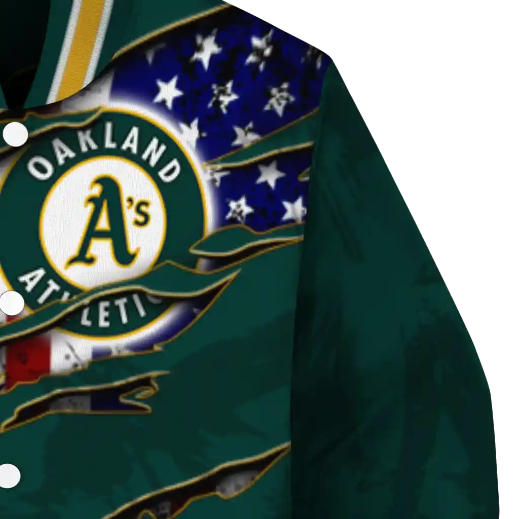 customized oakland athletics us flag claws green varsity jacket premium grade customized oakland athletics us flag claws green varsity jacket premium grade
