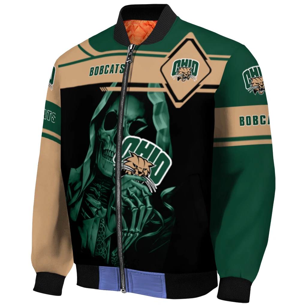 customized ohio bobcats reaper hands green black bomber jacket fashion forward customized ohio bobcats reaper hands green black bomber jacket fashion forward