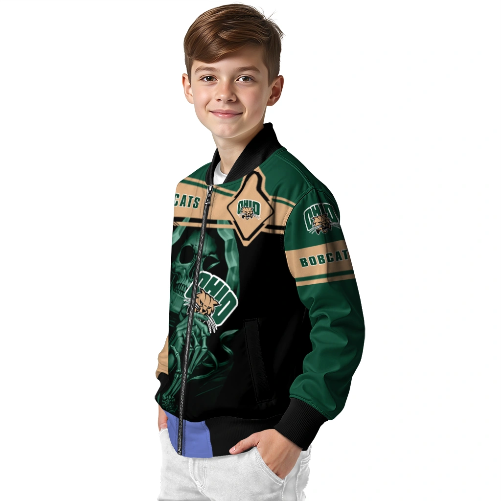customized ohio bobcats reaper hands green black bomber jacket trendy customized ohio bobcats reaper hands green black bomber jacket trendy