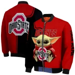 customized ohio state buckeyes adorable yoda scarlet black bomber jacket best selling