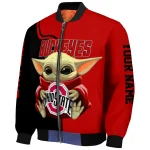 customized ohio state buckeyes adorable yoda scarlet black bomber jacket best selling