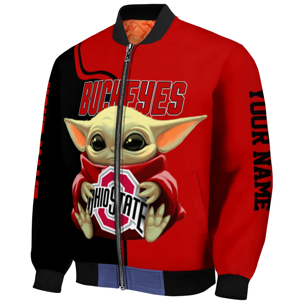 customized ohio state buckeyes adorable yoda scarlet black bomber jacket fashion forward customized ohio state buckeyes adorable yoda scarlet black bomber jacket fashion forward