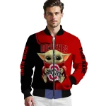 customized ohio state buckeyes adorable yoda scarlet black bomber jacket best selling