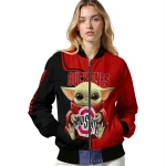 customized ohio state buckeyes adorable yoda scarlet black bomber jacket best selling