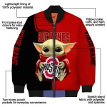 customized ohio state buckeyes adorable yoda scarlet black bomber jacket best selling