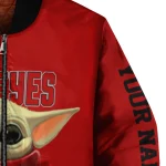 customized ohio state buckeyes adorable yoda scarlet black bomber jacket best selling