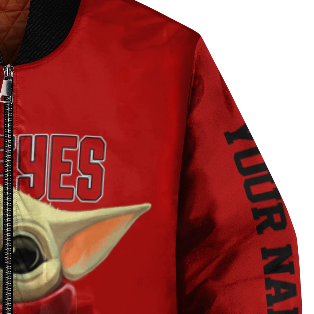 customized ohio state buckeyes adorable yoda scarlet black bomber jacket premium grade customized ohio state buckeyes adorable yoda scarlet black bomber jacket premium grade