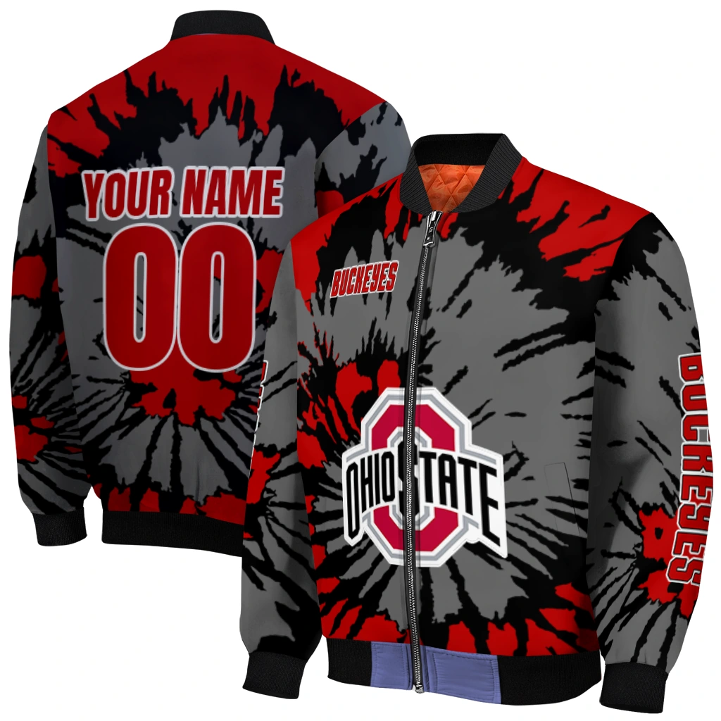 customized ohio state buckeyes burst splatter scarlet bomber jacket best selling customized ohio state buckeyes burst splatter scarlet bomber jacket best selling