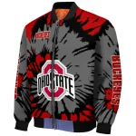 customized ohio state buckeyes burst splatter scarlet bomber jacket best selling