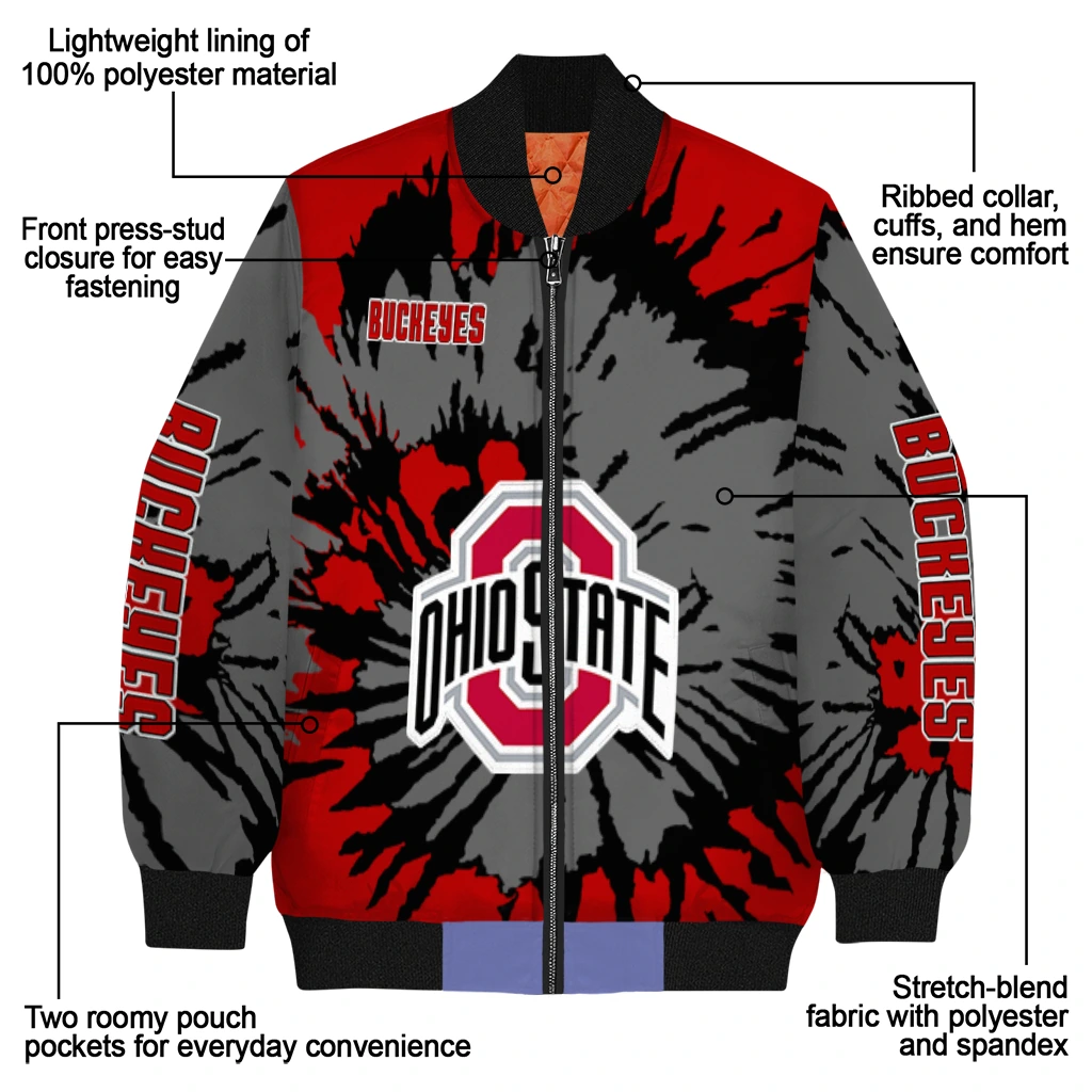 customized ohio state buckeyes burst splatter scarlet bomber jacket new arrival customized ohio state buckeyes burst splatter scarlet bomber jacket new arrival