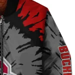 customized ohio state buckeyes burst splatter scarlet bomber jacket best selling