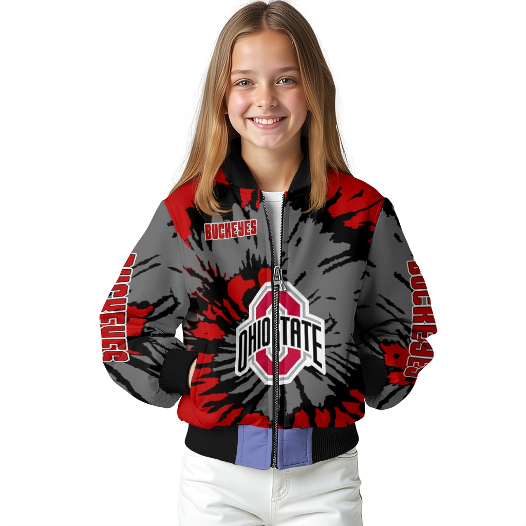 customized ohio state buckeyes burst splatter scarlet bomber jacket top rated customized ohio state buckeyes burst splatter scarlet bomber jacket top rated
