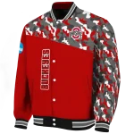 customized ohio state buckeyes camouflage splash scarlet varsity jacket best selling