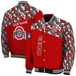 customized ohio state buckeyes camouflage splash scarlet varsity jacket best selling