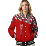 customized ohio state buckeyes camouflage splash scarlet varsity jacket best selling