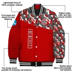 customized ohio state buckeyes camouflage splash scarlet varsity jacket best selling