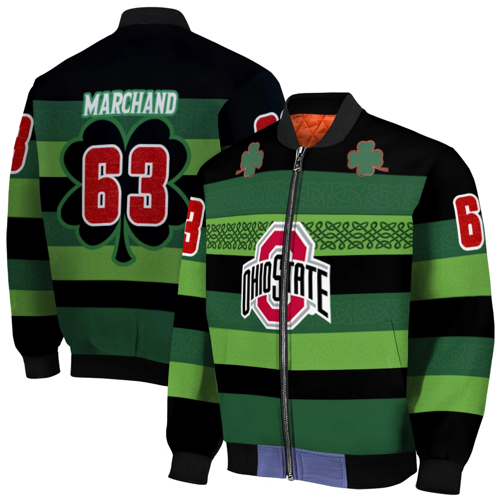 customized ohio state buckeyes clover green lines green black bomber jacket best selling customized ohio state buckeyes clover green lines green black bomber jacket best selling