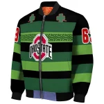 customized ohio state buckeyes clover green lines green black bomber jacket best selling