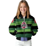 customized ohio state buckeyes clover green lines green black bomber jacket best selling