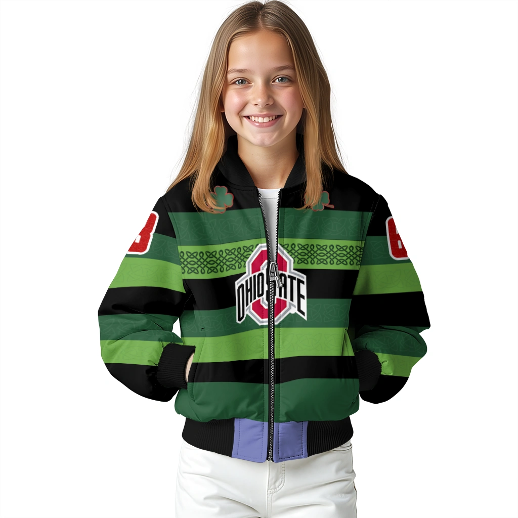 customized ohio state buckeyes clover green lines green black bomber jacket top rated customized ohio state buckeyes clover green lines green black bomber jacket top rated