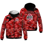 customized ohio state buckeyes shark art scarlet windbreaker jacket best selling