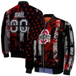 customized ohio state buckeyes star stripes scarlet black bomber jacket best selling