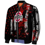 customized ohio state buckeyes star stripes scarlet black bomber jacket best selling