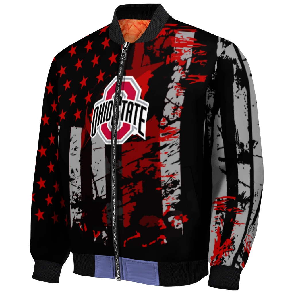 customized ohio state buckeyes star stripes scarlet black bomber jacket fashion forward customized ohio state buckeyes star stripes scarlet black bomber jacket fashion forward