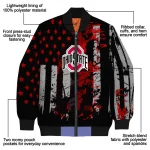 customized ohio state buckeyes star stripes scarlet black bomber jacket best selling