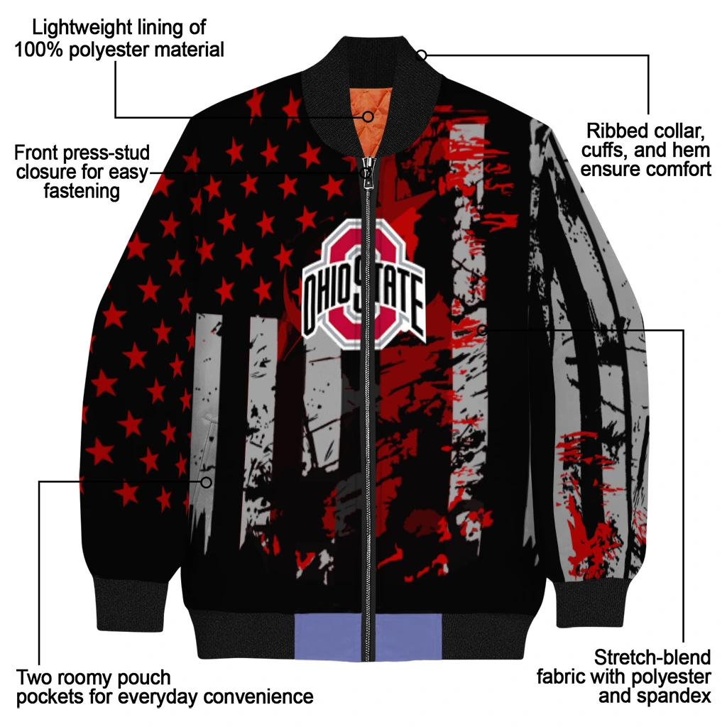 customized ohio state buckeyes star stripes scarlet black bomber jacket new arrival customized ohio state buckeyes star stripes scarlet black bomber jacket new arrival