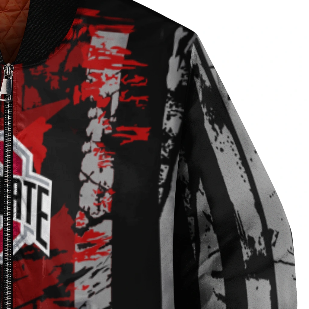 customized ohio state buckeyes star stripes scarlet black bomber jacket premium grade customized ohio state buckeyes star stripes scarlet black bomber jacket premium grade