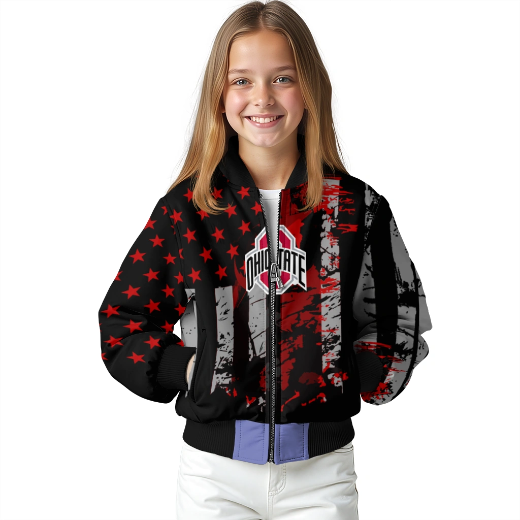 customized ohio state buckeyes star stripes scarlet black bomber jacket top rated customized ohio state buckeyes star stripes scarlet black bomber jacket top rated