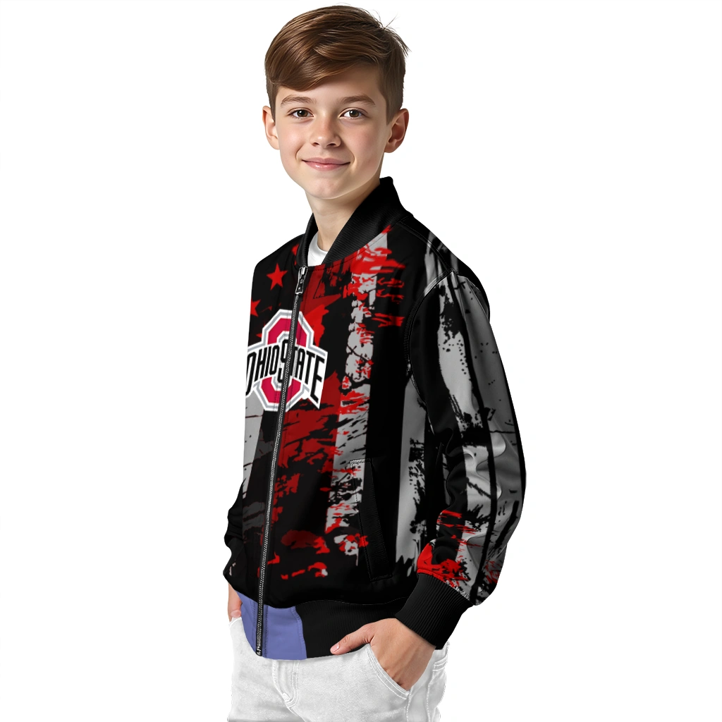 customized ohio state buckeyes star stripes scarlet black bomber jacket trendy customized ohio state buckeyes star stripes scarlet black bomber jacket trendy
