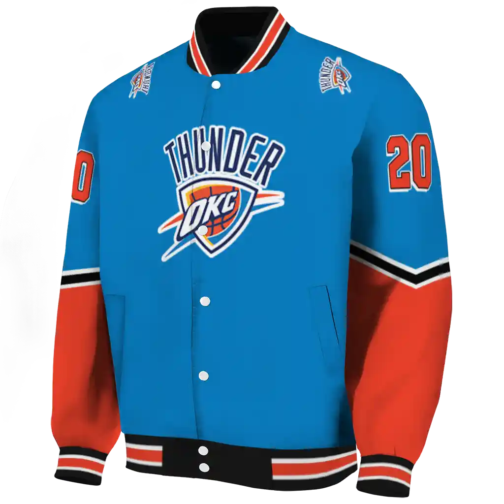 customized oklahoma city thunder chevron style blue varsity jacket best selling customized oklahoma city thunder chevron style blue varsity jacket best selling