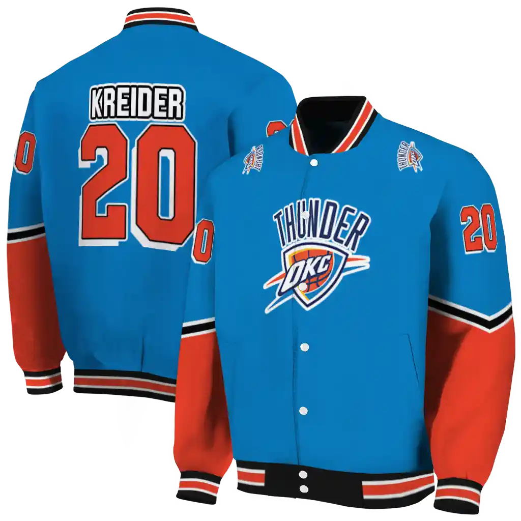 customized oklahoma city thunder chevron style blue varsity jacket fashion forward customized oklahoma city thunder chevron style blue varsity jacket fashion forward