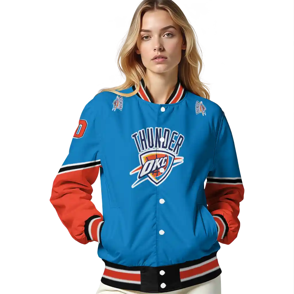 customized oklahoma city thunder chevron style blue varsity jacket latest model customized oklahoma city thunder chevron style blue varsity jacket latest model
