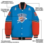 customized oklahoma city thunder chevron style blue varsity jacket best selling