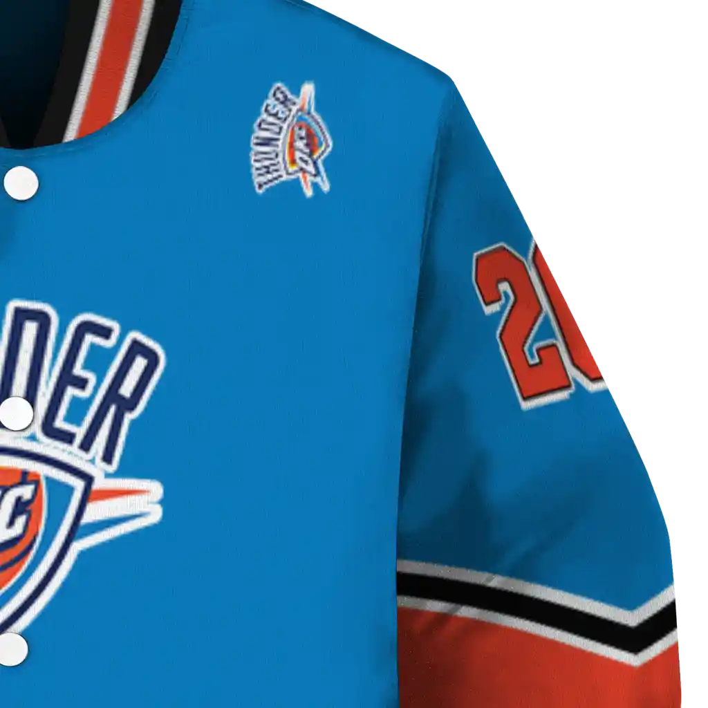 customized oklahoma city thunder chevron style blue varsity jacket premium grade customized oklahoma city thunder chevron style blue varsity jacket premium grade