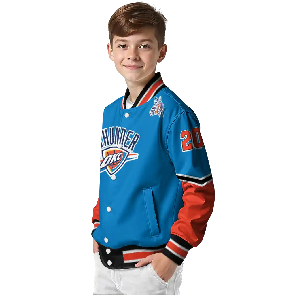 customized oklahoma city thunder chevron style blue varsity jacket trendy customized oklahoma city thunder chevron style blue varsity jacket trendy