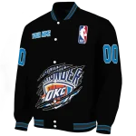 customized oklahoma city thunder claw edge black varsity jacket best selling