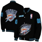 customized oklahoma city thunder claw edge black varsity jacket best selling