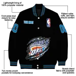 customized oklahoma city thunder claw edge black varsity jacket best selling