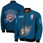 customized oklahoma city thunder claw slash blue bomber jacket best selling