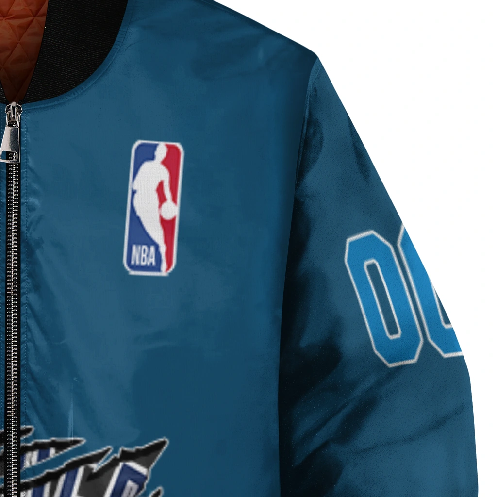 customized oklahoma city thunder claw slash blue bomber jacket premium grade customized oklahoma city thunder claw slash blue bomber jacket premium grade