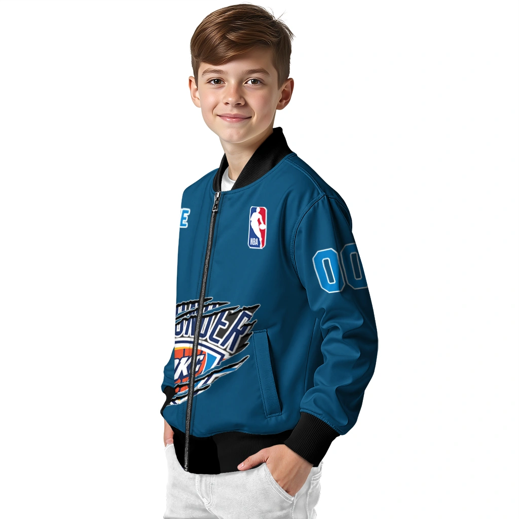 customized oklahoma city thunder claw slash blue bomber jacket trendy customized oklahoma city thunder claw slash blue bomber jacket trendy