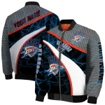 customized oklahoma city thunder electric flash blue bomber jacket best selling
